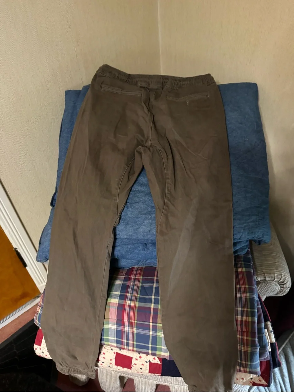 Men's Brown Elastic Waist Jogger Pants